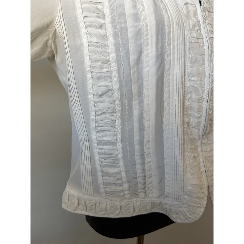 Coldwater Creek Women's PL Silk Blend Ivory Whimsy Ruching Jacket Petite - Picture 2 of 16